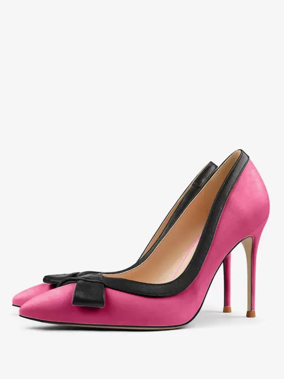 Chaussures habillées à talons hauts blancs pour femmes bout pointu n艙ud à enfiler