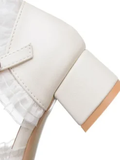Chaussures Lolita douces arcs en cuir Synthétique talon épais Lolita pompes