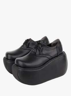 Chaussures Lolita gothiques Escarpins Lolita à talons compensés en cuir PU blanc
