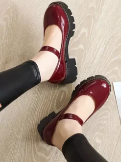 Chaussures Lolita Synthétique Noir Talon Puppy cuir Lolita Pompes Déguisements Halloween