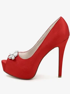 Chaussures mariée blanche en satin bout ouvert Chaussures femme cérémonie