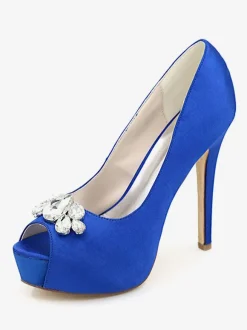 Chaussures mariée blanche en satin bout ouvert Chaussures femme cérémonie