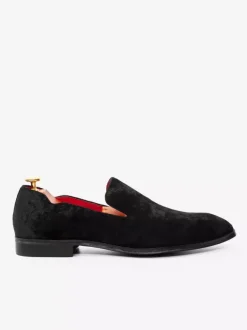 Chaussures Mocassins Homme Slip-On Bout Carré Tissu Pailleté