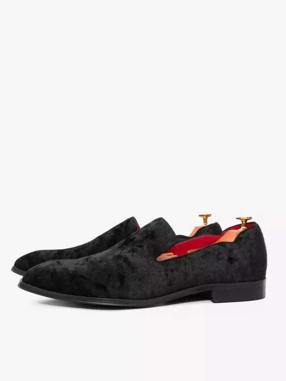 Chaussures Mocassins Homme Slip-On Bout Carré Tissu Pailleté