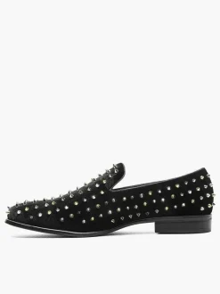 Chaussures Mocassins Pour Hommes Rivets Slip-on Bout Carré Tige En Micro Suède