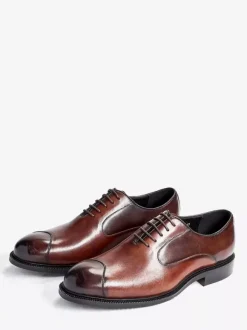 Chaussures Oxford pour hommes bout pointu style business décontracté en cuir véritable à lacets et bout droit