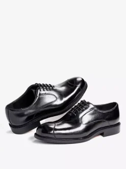 Chaussures Oxford pour hommes bout pointu style business décontracté en cuir véritable à lacets et bout droit