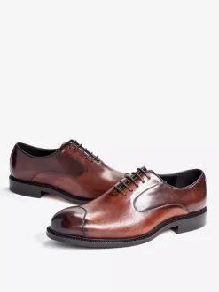 Chaussures Oxford pour hommes bout pointu style business décontracté en cuir véritable à lacets et bout droit