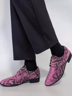 Chaussures Oxford vertes à lacets motif serpent