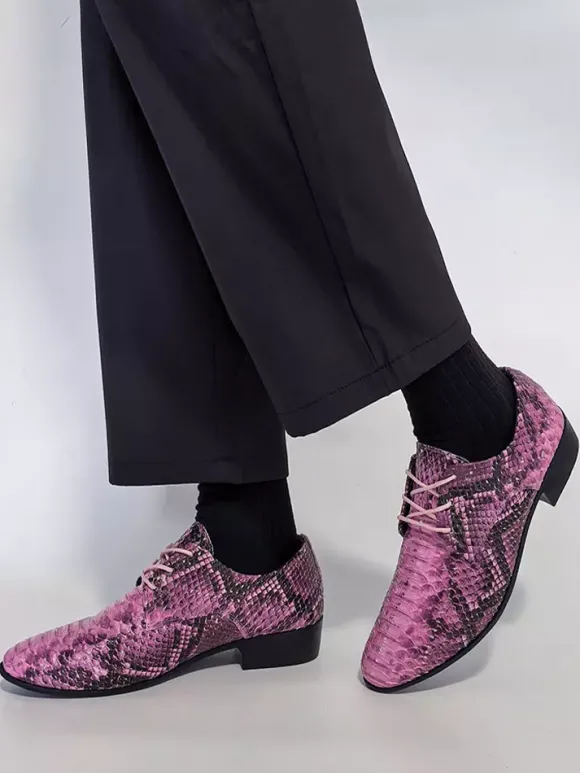 Chaussures Oxford vertes à lacets motif serpent