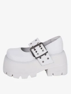 chaussures épaisses gothiques Lolita en cuir PU à bout rond Lolita noires