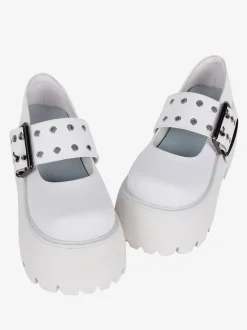 chaussures épaisses gothiques Lolita en cuir PU à bout rond Lolita noires