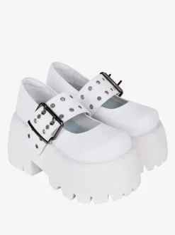chaussures épaisses gothiques Lolita en cuir PU à bout rond Lolita noires