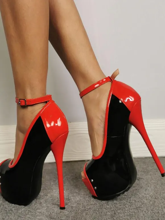 Chaussures sexy femme talon haut bout pointu boucle régleble
