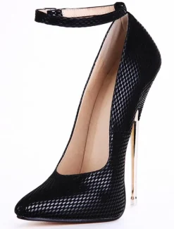 Chaussures à talon haut noires en Synthétique verni avec boucle