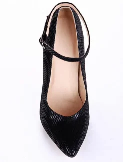 Chaussures à talon haut noires en Synthétique verni avec boucle