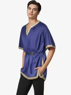 Chemise À Manches Courtes Col En V Rétro Rouge Vintage Homme Bourgogne