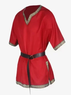 Chemise À Manches Courtes Col En V Rétro Rouge Vintage Homme Bourgogne