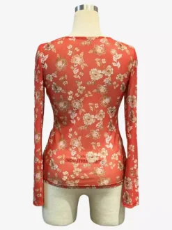 Chemise à manches longues boutonnée à imprimé floral et coupe ajustée pour femme 2026
