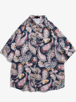 Chemise décontractée homme chic imprimé vert chemises Vacances