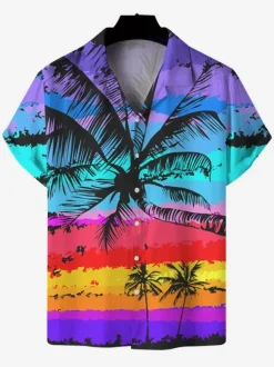 Chemise Décontractée Homme Imprimées Jaunes Vacances