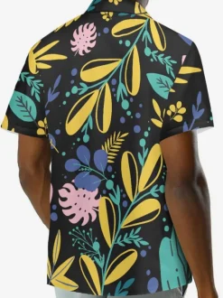 Chemise Décontractée Hommes Manches Courtes Imprimées Plantes Vacances Hawaï