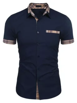 Chemise décontractée pour homme Col rabattu Casual Bloc de couleur amovible Hunter Green Chemises pour hommes