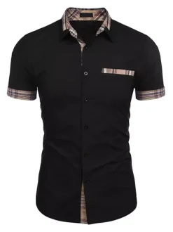 Chemise décontractée pour homme Col rabattu Casual Bloc de couleur amovible Hunter Green Chemises pour hommes
