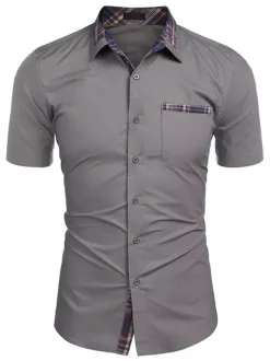 Chemise décontractée pour homme Col rabattu Casual Bloc de couleur amovible Hunter Green Chemises pour hommes