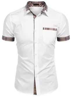Chemise décontractée pour homme Col rabattu Casual Bloc de couleur amovible Hunter Green Chemises pour hommes