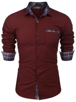Chemise décontractée pour homme Col rabattu Casual Bloc de couleur amovible Bleu bébé Chemises pour hommes