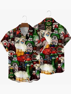 Chemise décontractée pour hommes  col rabattu  chemises pour hommes nues imprimées à revers décontractés