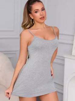 Chemise de nuit à bretelles spaghetti mini dos nu en dentelle florale ajourée pour femme