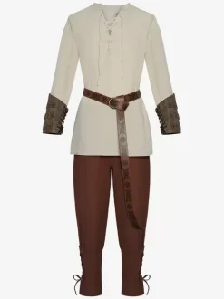 Chemise De Pirate Médiévale Pantalon À Bretelles À La Cheville Halloween Rétro Scène De Cosplay