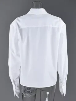 Chemise habillée à manches longues col pointu oversize et poignets larges