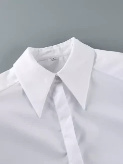 Chemise habillée à manches longues col pointu oversize et poignets larges