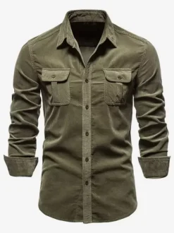 Chemise Homme En Coton Coupe Cintrée Décontractée À Manches Longues