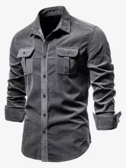 Chemise Homme En Coton Coupe Cintrée Décontractée À Manches Longues