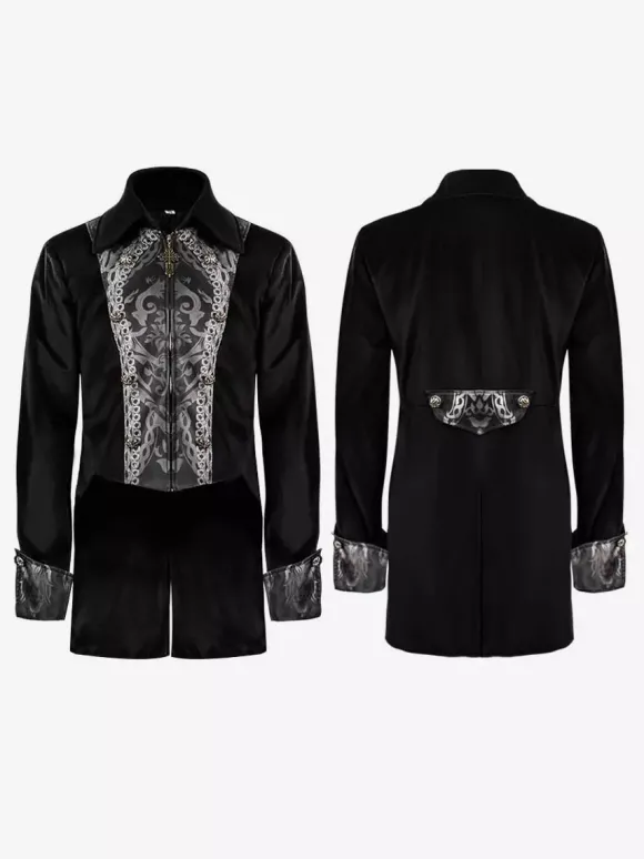 Chemise Rouge Vintage Top Rétro Imprimé Floral Manches Longues Rétro Costumes Pour Homme Déguisement Vintage Bourgogne