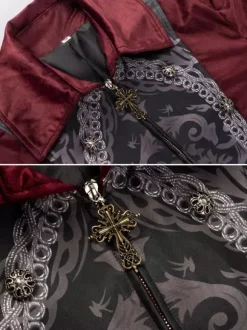 Chemise Rouge Vintage Top Rétro Imprimé Floral Manches Longues Rétro Costumes Pour Homme Déguisement Vintage Bourgogne