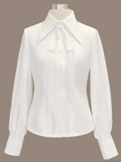 Chemise Steampunk Lolita Blouses Vert Manches Longues Dentelle Lolita Top