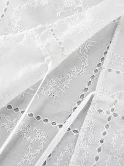 Chemise blanche à lacets pour femme col montant manches 3/4 style décontracté