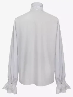 Chemise blanche rétro steampunk pour homme manches longues col montant style victorien/renaissance poète poux