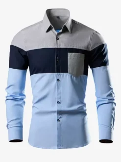 Chemise décontractée homme col rabattu asymétrique chic chemises blanches hommes