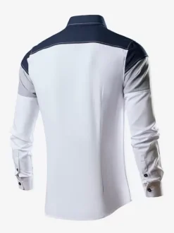 Chemise décontractée homme col rabattu asymétrique chic chemises blanches hommes