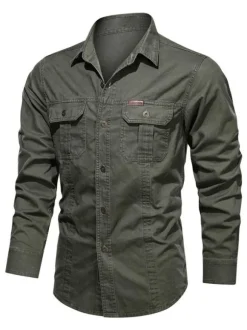 Chemise décontractée pour hommes Col rabattu Chic Gris Chemises pour hommes