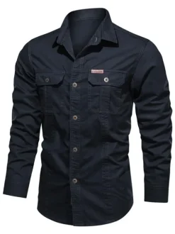 Chemise décontractée pour hommes Col rabattu Chic Gris Chemises pour hommes