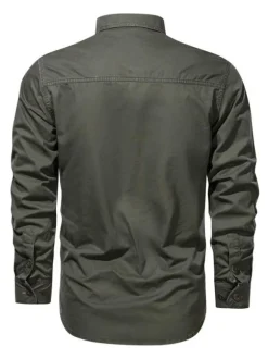 Chemise décontractée pour hommes Col rabattu Chic Gris Chemises pour hommes