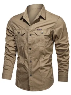 Chemise décontractée pour hommes Col rabattu Chic Gris Chemises pour hommes