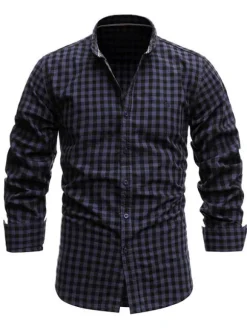 Chemise décontractée pour hommes Col rabattu Chic Plaid Rouge Chemises pour hommes